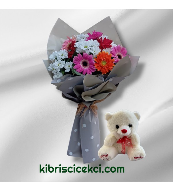 Papatya Gerbera Buketi Ayıcık 